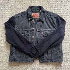 Levis Ex-boyfriend Trucker Button Up Black Denim Hybrid Jacket